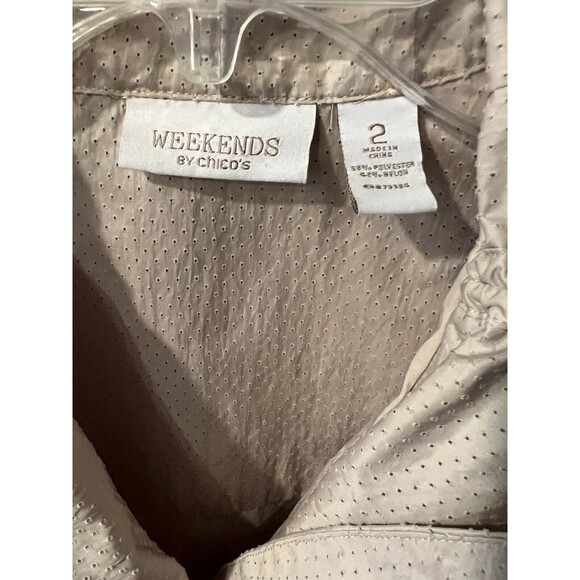 CHICOS Weekends Jacket Womens 2 US L Beige windbreaker Utility Snap Lightweight - Picture 3 of 8